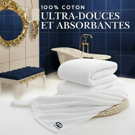 PACK x3 SERVIETTES CAVALIÈRE 100% COTON: 3 SERVIETTES: 50x30 CM, 90x50 CM, 150X90 CM